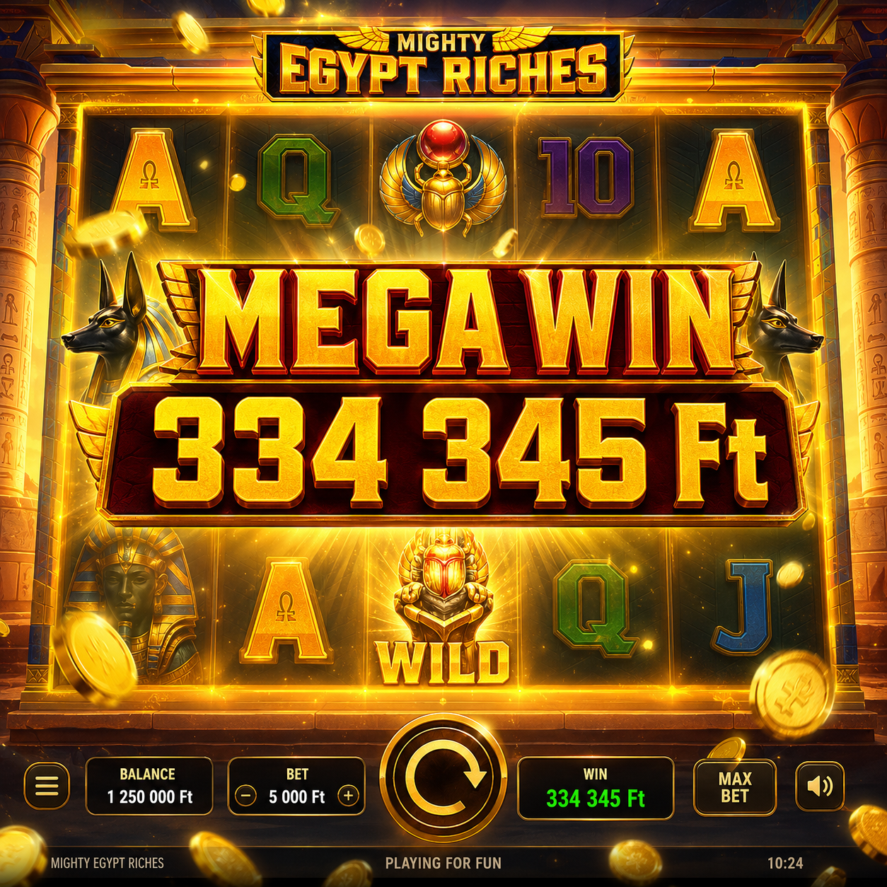 Ingyenes pörgetések a Mighty Egypt Riches játékban